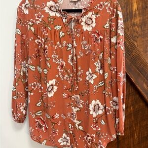 LOFT Floral Terracotta Blouse